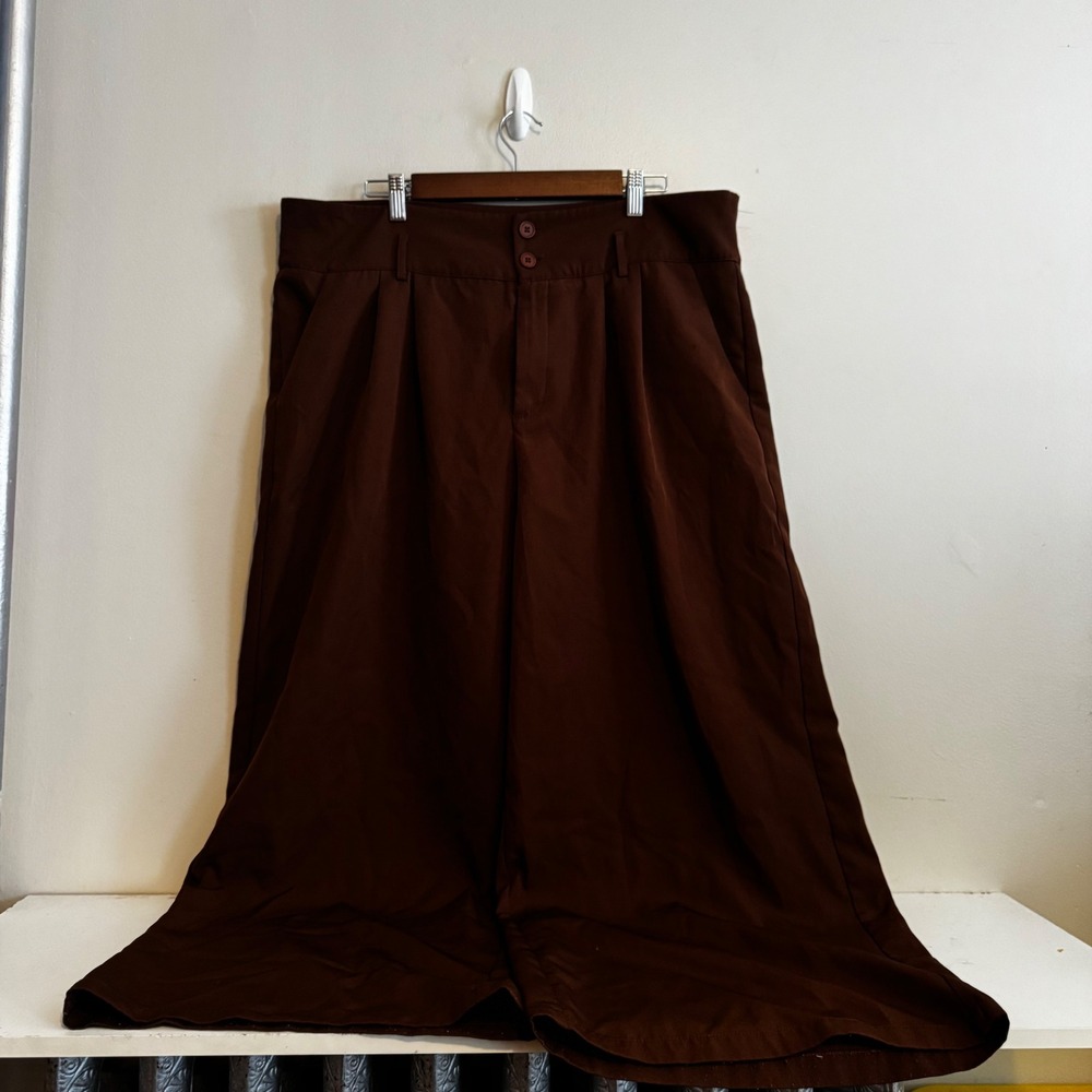 Shein Women's 2XL Chocolate Brown Wide Leg Trousers Fall Basics Capsule